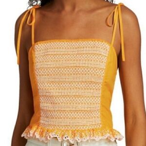 Tanya Taylor Vintage-Style Randy Smocked Top
